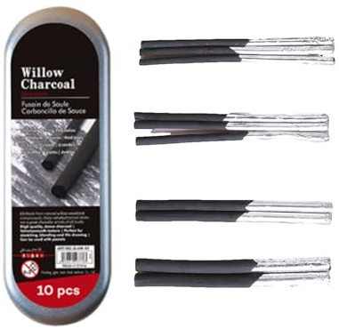 ANNECOSK Willow Charcoal Sticks, 10PCS Willow Charcoal Pencils for Artists Drawing, Sketching