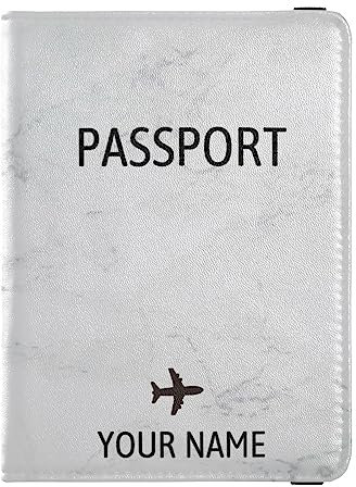 Personalisierte Reisepasshülle, Brieftasche, Kombi, individueller Name, PU-Leder, Reisepass, Impfkarten-Schutz für Damen und Herren, Reisegeschenk, Marmor11, Einheitsgröße
