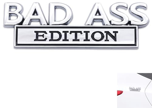 Auto Bad Ass Edition Emblem, Selbstklebende Auto-Emblem-Autoaufkleber, Geeignet Autoinnen Außendekoration oder Metall Autoaufkleber(Silber-Schwarz)