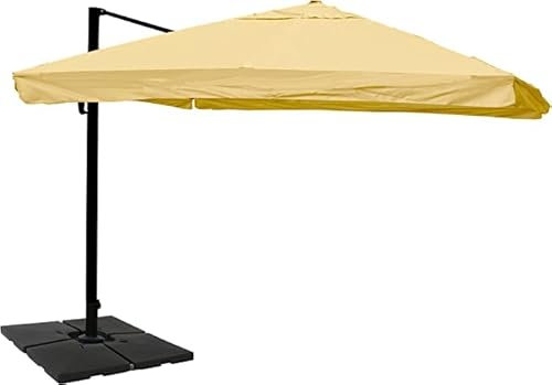 Décoshop26 Parasol de Restauration 3x4m (Ø5m) Polyester/Aluminium 26kg crème avec Pied 04_0003334