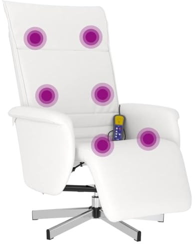 vidaXL Massagesessel mit Fußteil Weiß Kunstleder