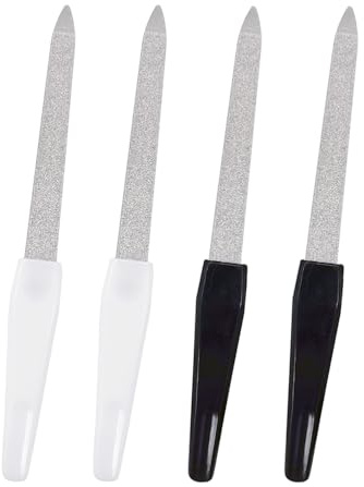 FTONOM5 4pcs Metal Nail Files for Natural Nails Pro Stainless Steel Double Sided Sapphire Grit Accessories Files Tool for Home Salon Shaping Styling Gel and Acrylic Nails