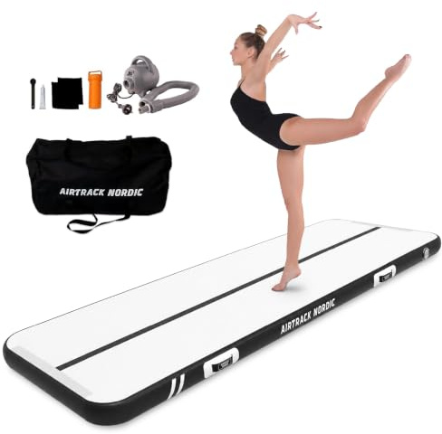 AirTrack Nordic Standard Air Track Matte 3m/4m/5m/6m/7m/8m mit Luftpumpe, Turnmatte Aufblasbar für Gymnastik, Yoga - Langlebig & Einfach zu Transportieren, Air Tracking Gymnastikmatte fur Zuhause