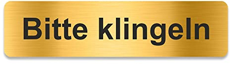 PVC Aufkleber Schild - Eckig 4 x 16 cm - Selbstklebend - Gold gebürstet - Metall-Optik - UV beständig - Für Innen und Außen (Bitte klingeln)
