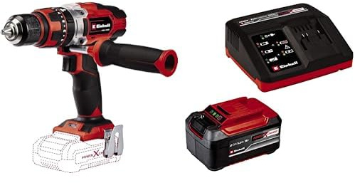 Einhell Taladro percutor TE-CD 18/48 Li-i-Solo Power X-Change 18 V, Rojo, Negro+ Starter Kit 5,2Ah