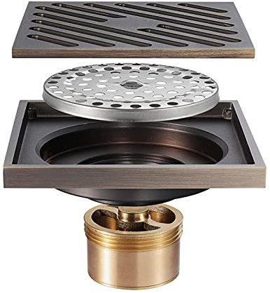 Avloppslock, Handfatpropp, Sil, Dusch Avlopp Mässing Stort Flow Dusch Golvavlopp 4 tum Square Deodorizer Duschavloppsavlopp med avtagbart lock, Rostfr