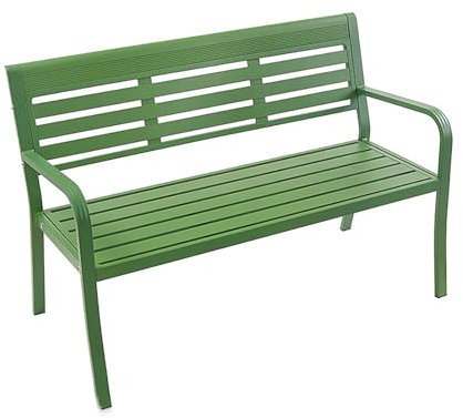 DAVBIR Gartenbank, Terrassenbank mit Rücken- & Armlehnen, Gartenmöbel, Rustikale Bank, Metallbank, Sitzbank Draußen Wetterfest, für Garten, Balkon, Terrasse(Color:Green)