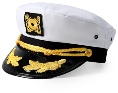 COSAVOROCK Herren Marine Admiral Hut Erwachsene Yacht Matrose Kappe weiß