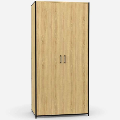 IDMarket - Armoire 2 Portes Detroit penderie 80 cm avec étagères Rangement Maxi capacité Design Industriel