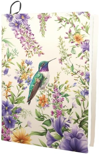 craspire Colibri Extensible Couverture de Livre Fleur Animal Lavable réutilisable Grand Protecteur de Livre en Nylon élastique enveloppes de Cahier adapté à 9 x 11in Livres à Couverture Rigide élèves