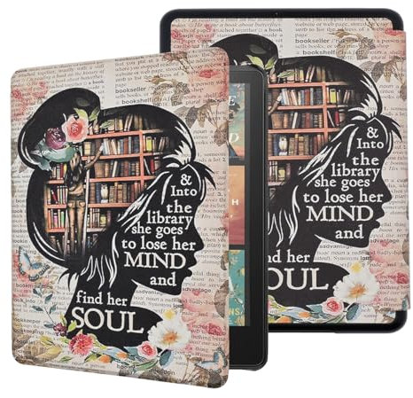 Case for All-New Kindle Paperwhite 12th Gen 2024 and Kindle Colorsoft Signature Edition, Book Lovers Gifts Lightweight PU Leather Protective Cover with Auto Sleep Wake Hand Strap