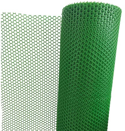 GENSNRY Geflügelnetz aus Kunststoff, Fallschutz, sechseckiger Maschendrahtzaun, Balkonschutz mit festen Riemen für Treppen, Korridore, Bauernhöfe (Farbe: Grün, Größe: 0,5 x 25 m)