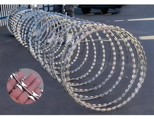 YSXXIAN Alambre de púas galvanizado, bobinas de hélice de Alambre de Acero galvanizado, Cerca de Cadena de Seguridad, para Granja al Aire Libre, Cerca, jardín (Color: Plata, tamaño: 32 pies)