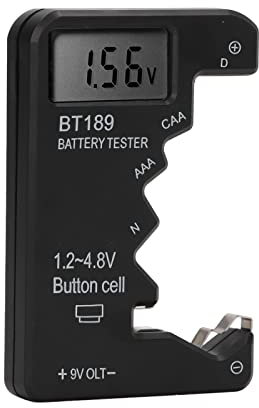 Batterieprüfung, Digitalanzeigekapazitätsmesser für AA AAA 6F22 9V, Kompakte Größe, Einfacher Betrieb, Leicht Tragbares, ABS -Material für Verschiedene Batterien (Schwarz)