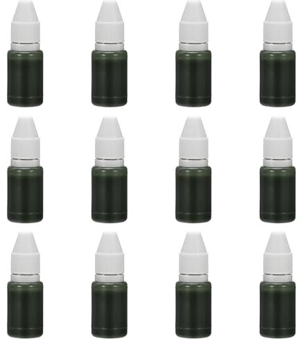 PATIKIL 0,33 Unzen Nachfülltinte für Stempel und Stempelkissen, 12 Stück 10 ml Stempelkissen-Nachfülltinte für Bürostempel Selbstfärbestempel Datumstempel Scrapbooking, Grün