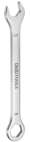 sourcing map Llave combinada delgada de 8 mm de desplazamiento, caja de 6 puntos y mini llave combinada de extremo abierto en ángulo de 15° 30Cr13 de acero inoxidable con llave métrica para
