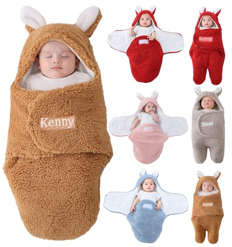 Babydecke, personalisierbar, mit Namen, bestickt, Schlafsack mit Osterhase, für Säuglinge, 0-9 Monate, Geschenkidee für Jungen, Mädchen und Geburtsliste, Ostergeschenk und Babyparty