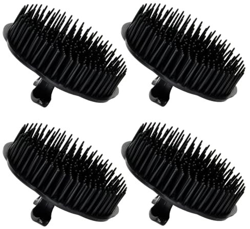 4 Pezzi Spazzola per Bagno e Shampoo - Massaggio del Cuoio Capelluto in Plastica - Pulizia di Forfora, Nero