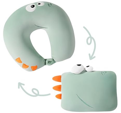 XPJBKC Coussin de Voyage, 2 en 1 Coussin Avion Déformable, Oreiller de Voyage Souple en Forme de U, Oreiller Cervical pour Enfants, Filles, Garçons, Adolescents, Adultes, Voyage en Voiture