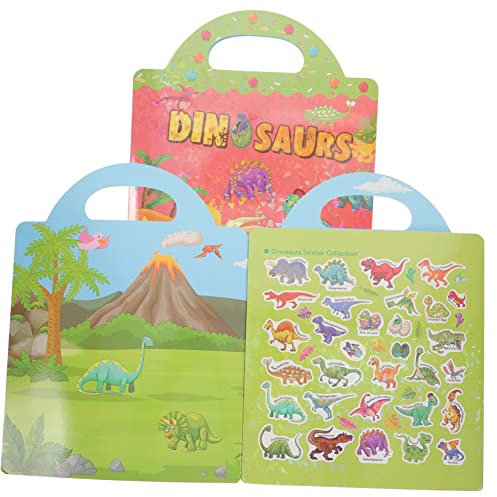 Yardwe Dinosaurier Stickerbuch Für Kleinkinder Jahre Wiederverwendbares DIY Sticker Lernspielzeug Mit Tragbarem Griff Und Stickeraufbewahrung Für Mädchen Und Jungen