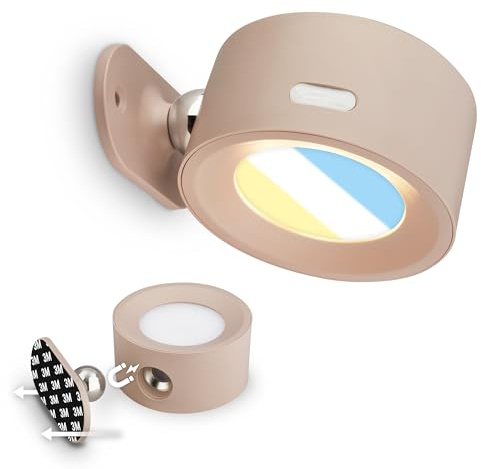 BRILONER Sticklights - LED Wandleuchte ohne Stromanschluss und ohne Bohren mit Akku, Touch, dimmbar, CCT, magnetisch abnehmbar, Wandlampe zum Kleben, Leselampe, Flurlampe, 9x7,5x4 cm, Beige