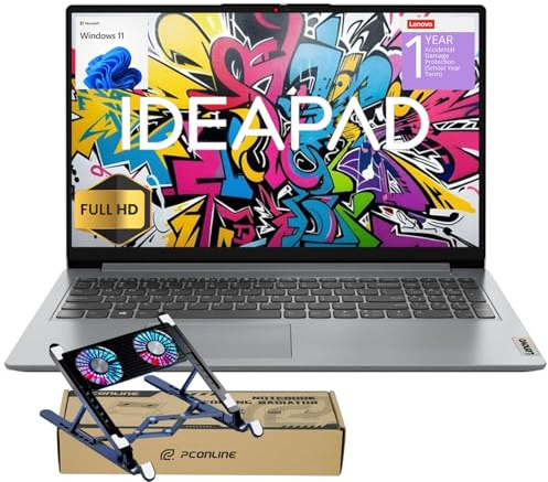 Lenovo IdeaPad 2025 Laptop para estudiantes, pantalla FHD de 15.6 pulgadas, CPU Intel de 4 núcleos, 8 GB de RAM, SSD de 256 GB, Wi-Fi 6, cámara web, Windows 11, ADP de 1 año + Office 365 con nube de 1
