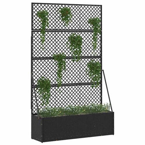 vidaXL Fioriera a Traliccio da Giardino Nero 105 x 30 x 170 cm Metallo, Fioriera Rettangolare Moderna, Scatola in Metallo Resistente, Balcone con tralcio, Decorazione alla Moda
