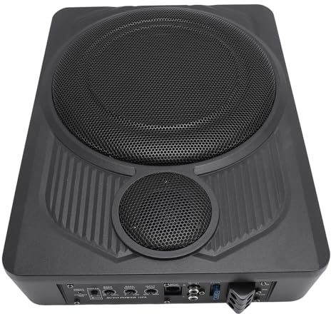 Plyisty Subwoofer per Auto Alimentatore Attivo Sottile da 10 Pollici 600 Watt, Altoparlante Ad Alta Potenza Sotto il Sedile con Cavo Volume Esteso, per Audio per Auto