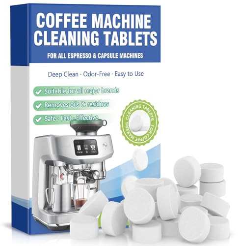Coffee Machine Cleaning Tablets, 24 Pack, 5g Each, Powerful Coffee Maker Cleaner and Descaling Tablets, Removes Coffee Oils and Residue, Compatible with All Coffee Machines
