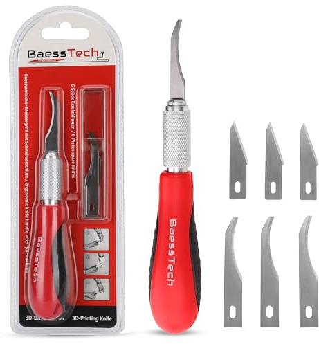 BaessTech 3D-skrivare, knivset – skärverktyg för 3D-tryck, efterbehandling, enkelt ta bort stödstrukturer – skär PLA, ABS, PETG och mycket mer. (Knivsats (inkl. 6 reservblad))