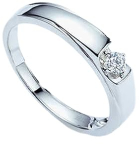 Musihy Platin Diamantringe Frauen, Solitär-Verlobungsring mit 4 Krallen für Damen, 0,07 ct, Größe 47 (15.0)
