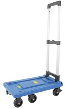 Handkarre, Faltbarer, tragbarer Trolley, Kurierwagen, Gepäckwagen, Kleiner, Haushaltsanhänger,Transportwagen(Blue,L)
