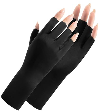 1 par de guantes de protección UV sin dedos UPF50+ para manicura en gel y decoración de uñas