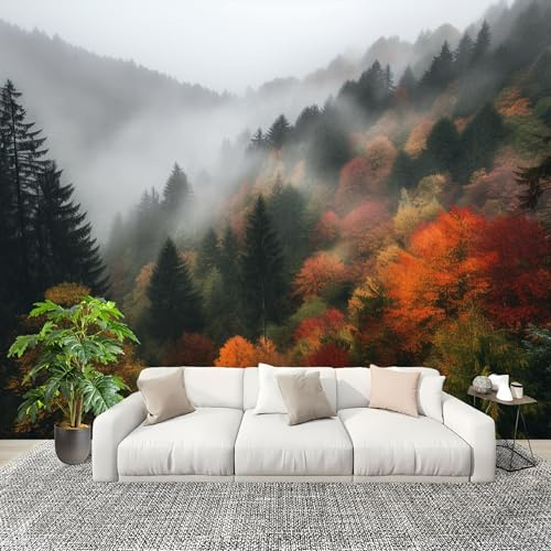Papel Pintado Salón Dormitorio Bosques MontañAs Paisajes - Fotomurales Pared Tejido No Tejido Decorativos Murales Naturaleza Fotográfico Moderno Decoración de Paredes (250x175 cm)
