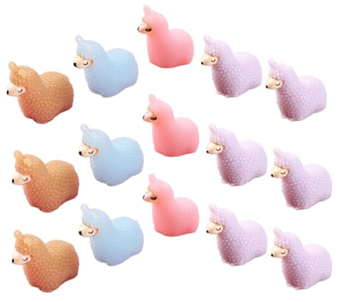 YARNOW Lot de 15 Figurines D’Animaux Alpaga Miniatures en Résine Colorées Assorties, Décorations Jardin Miniature et Accessoires pour Maison de Poupée, Petites Statues Réalistes