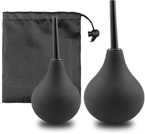 Bulbo de Silicona para Enema y Ducha Anal y Vaginal de 160ml +224ml Reutilizable para Hombres y Mujeres Limpieza Diaria e Higiene Personal (Negro)