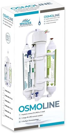 Whimar OsmoLine 50 GPD (190 l/g) – Umkehrosmoseanlage für Meer- und Süßwasseraquarium mit Vontron-Membran und Waschsystem - 3-stufiger Osmosefilter