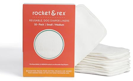 rocket & rex Reusable Dog Diaper Liners, Washable Booster Pads, S/M 10CT | Insert into rocket & rex diaper's liner pocket for extra absorbency. Reduces wash frequency on heavy days.