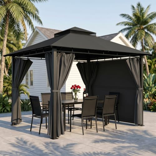 DEVOKO Erweiterbares Pavillon 3x3m, Erweiterbar auf 3x4.7m, Pavillon 3x3 Wasserdicht Stabil Winterfest, UV Schutz 50. Grillpavillon für Garten, Grillfeste oder Spontane Feiern. mit Seitenwänden