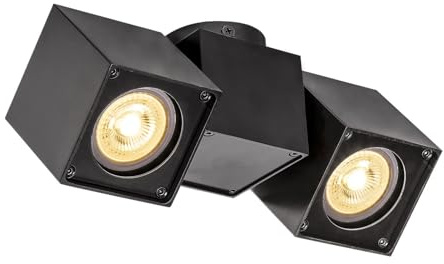 SLV ALTRA DICE | LED Strahler dreh- und schwenkbar , Dimmbare Wand- und Deckenleuchte zur Beleuchtung innen , Decken-Lampen, Wand-Lampe | zweiflammig, GU10, schwarz, je. max. 50 W