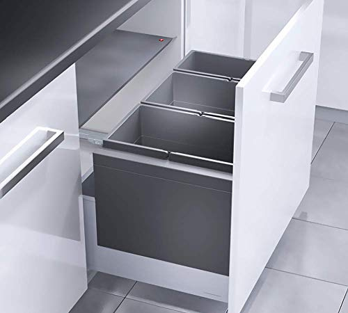 Poubelle encastrable 3 bacs pour meuble coulissant 74L (28+28+18) Hailo Triple XL