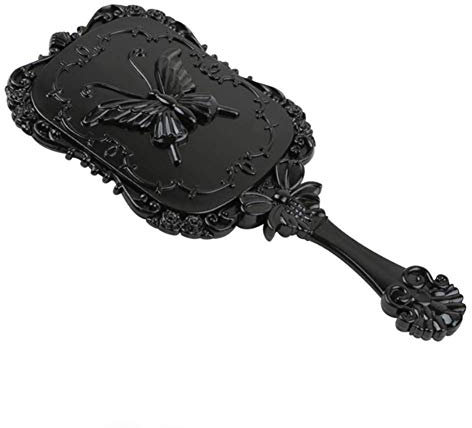 Molinter Miroir à main pour salon de coiffure professionnel pour femme et homme - Miroir rétro suspendu avec poignée (noir, L)