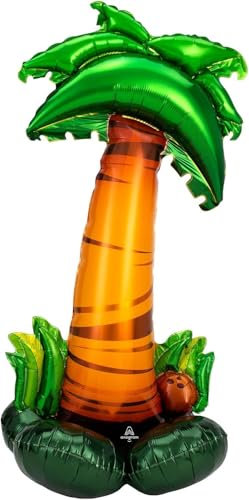 Amscan 4246711 - Globo foil palmera, tamaño aprox. 130 cm, verde-marrón, globo AirLoonz de varias partes, se puede llenar con helio o aire, regalo, decoración, fiesta, cumpleaños, playa, vacaciones