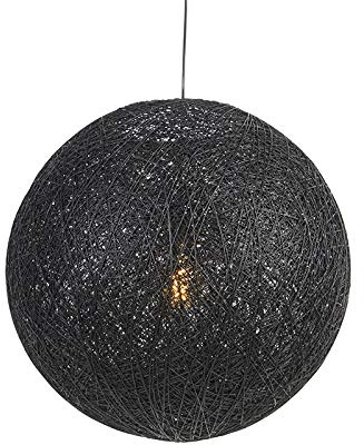 Qazqa corda - Lampada a sospensione rustico - 1 luce - Ø 60 cm - Nero - rustico - Soggiorno I Camera da letto