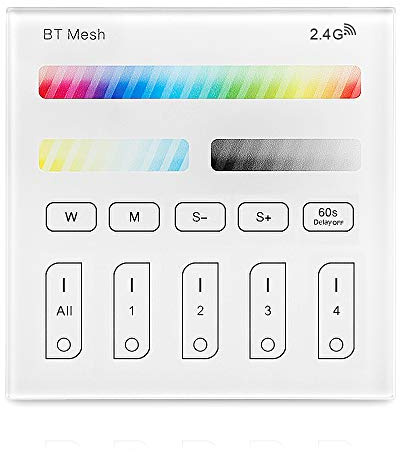 Panel táctil inteligente de malla Bluetooth, mando a distancia, 230 V, RGB/RGBW/blanco cálido, CCT, interruptor táctil de 4 zonas, regulador de intensidad para LED empotrable, dispositivo inteligente,