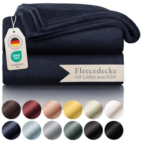 Blumtal Kuscheldecke flauschig - Oeko-TEX zertifizierte Fleecedecke 150x200 cm - weiche Wohndecke 150x200 cm - Decke Couch Wohn- & Kuscheldecke - Flauschdecke - Kuscheldecke Sofa/Decke Blau 150x200