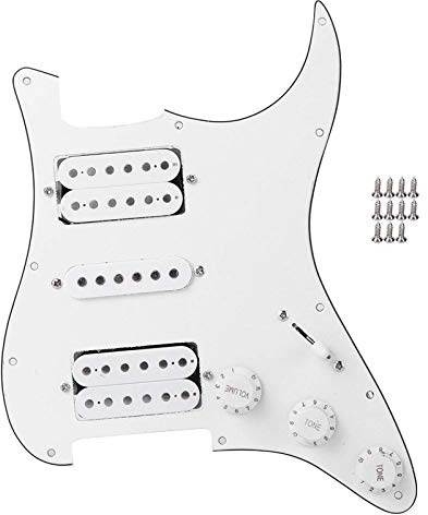 Geladenes E-Gitarren Schlagbrett, Vorverdrahtetes Schlagbrett mit HSH Tonabnehmer für ST/SQ E-Gitarrenbrett(Weiß)