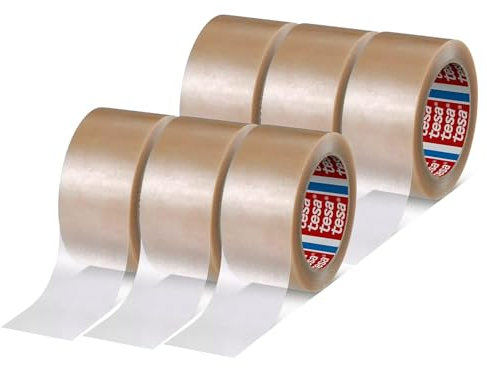 tesapack 4124 Premium PVC - 6er-Pack - Paketklebeband aus PVC-Folie - Versandklebeband für mittelschwere bis schwere Pakete - geräuscharmes Abrollen - transparent - je 66 m x 5 cm