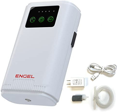ENGEL Ultra Quiet Lithium-Ion USB Rechargeable Live Bait Aerator Pump & Bubbler with Universal Clip fits Most Bait Buckets (White)