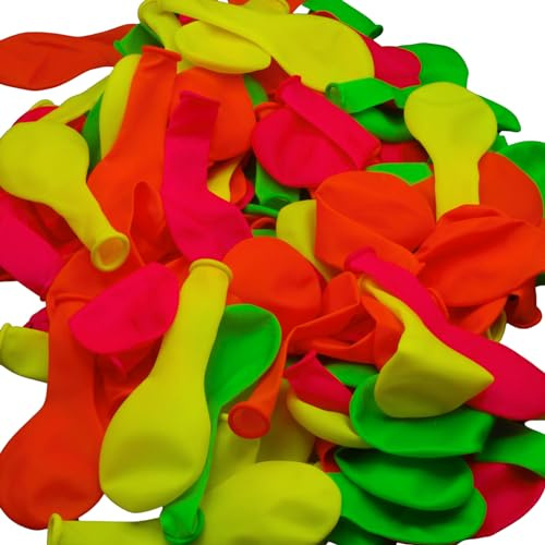 UV Floor – Lote de 100 globos fluorescentes – especial luz negra – 4 colores neón – fluorescente UV – látex – diámetro 23 cm